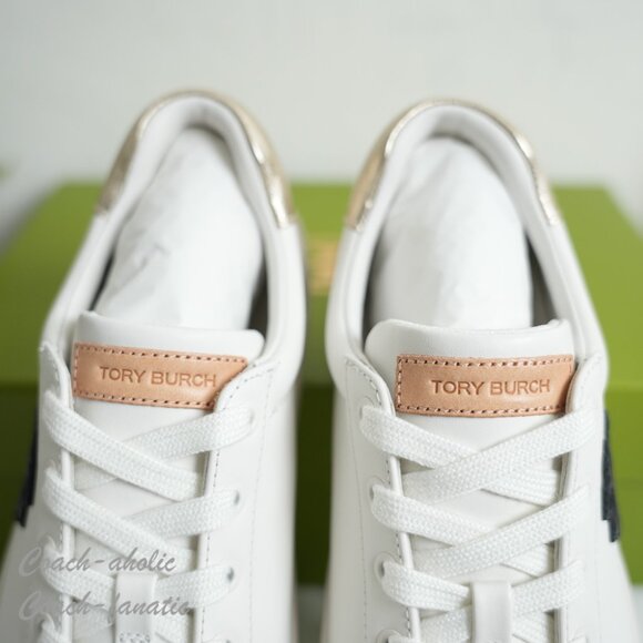 Tory Burch Color Block Signature T-Logo Leather Sneaker Shoes 161131 - Picture 4 of 9